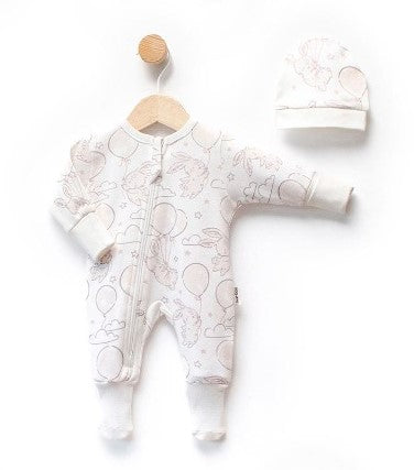 Grenouillère avec chaussettes intégrées et bonnet - PRÉMATURÉS