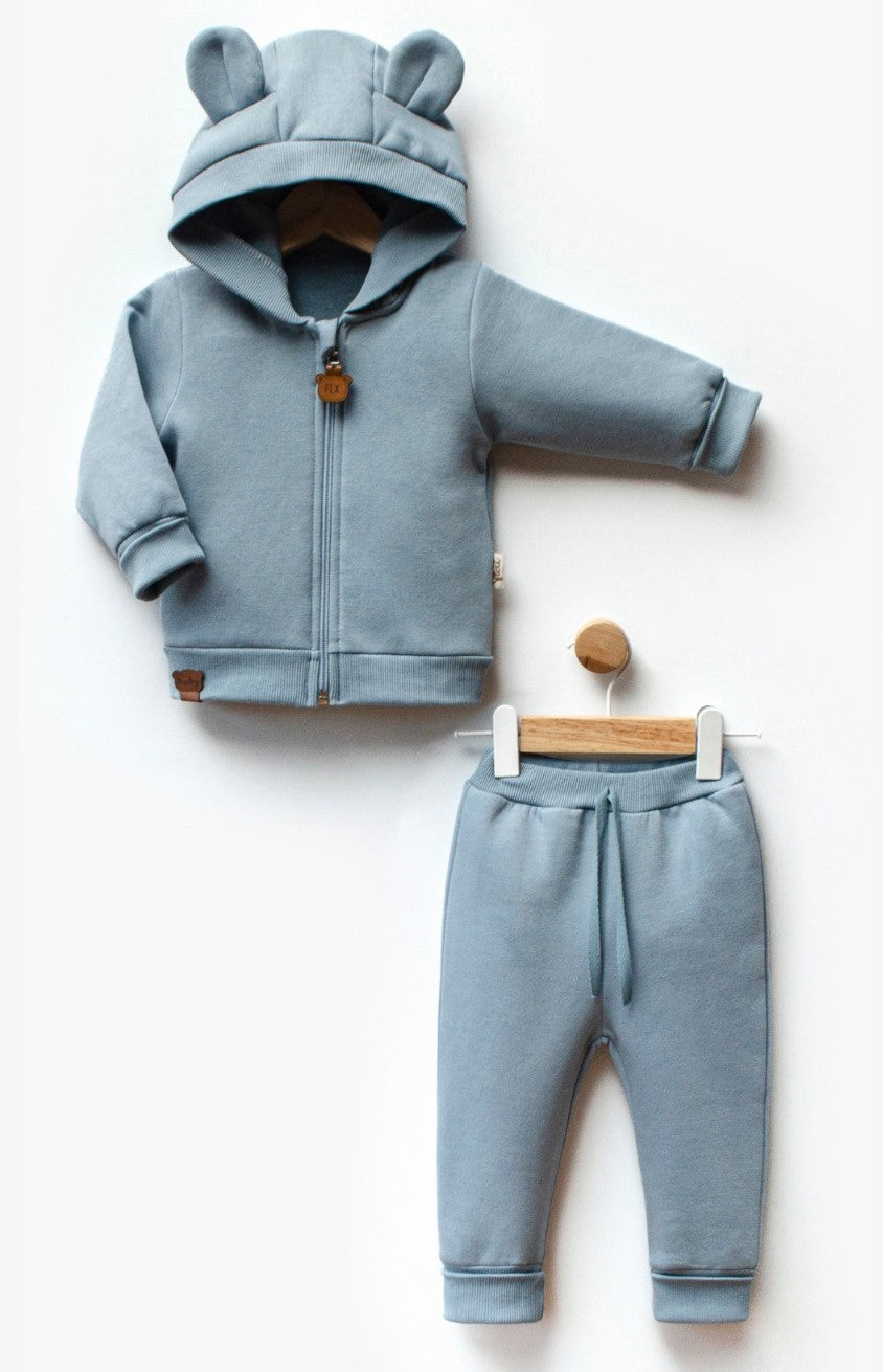 Ensemble Sweatshirt à Capuche à Motif Ours Pour Bébé - 2 Pièces