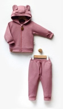 Ensemble Sweatshirt à Capuche à Motif Ours Pour Bébé - 2 Pièces