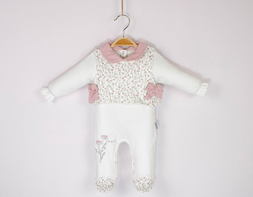 Grenouillère chic pour fille avec imprimé fleuri et col élégant