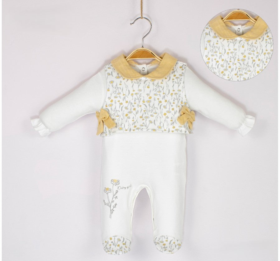 Grenouillère chic pour fille avec imprimé fleuri et col élégant
