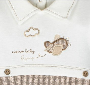 Grenouillère chic pour garçon avec broderie d'avion