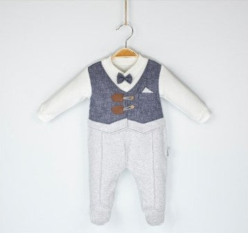 Grenouillère chic pour garçon avec gilet