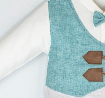 Grenouillère chic pour garçon avec gilet