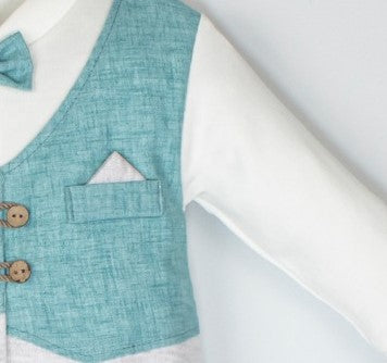 Grenouillère chic pour garçon avec gilet