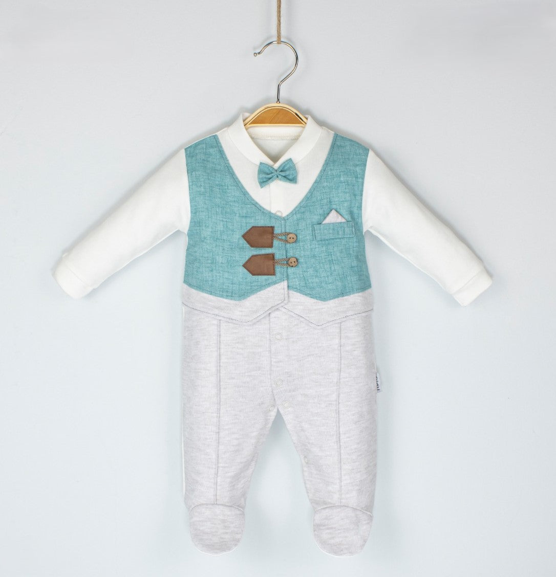 Grenouillère chic pour garçon avec gilet
