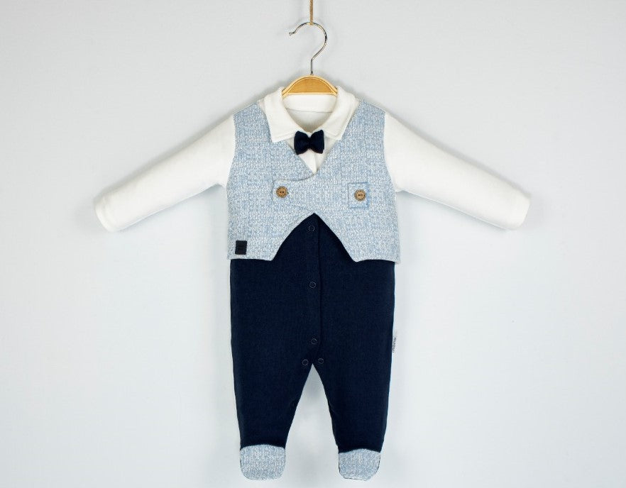 Grenouillère chic pour garçon avec gilet