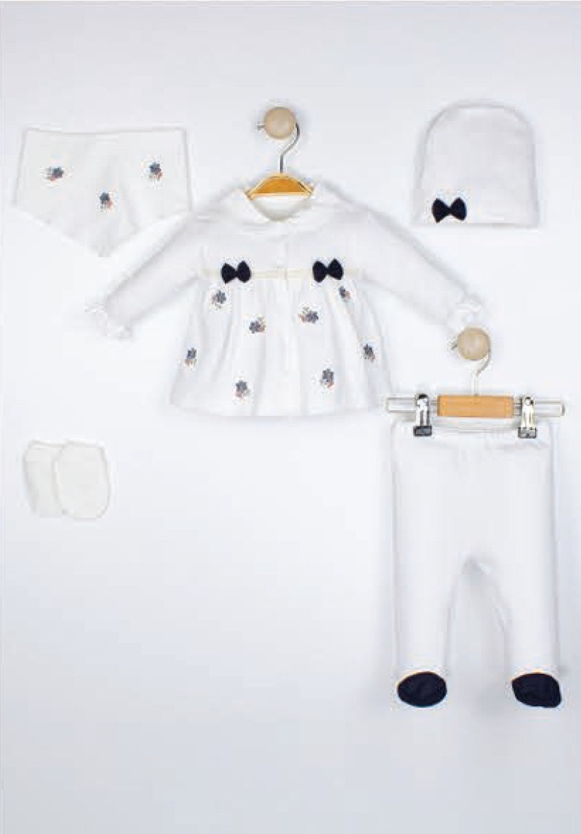 Ensemble de naissance de 5 pièces pour fille brodé - pack de naissance