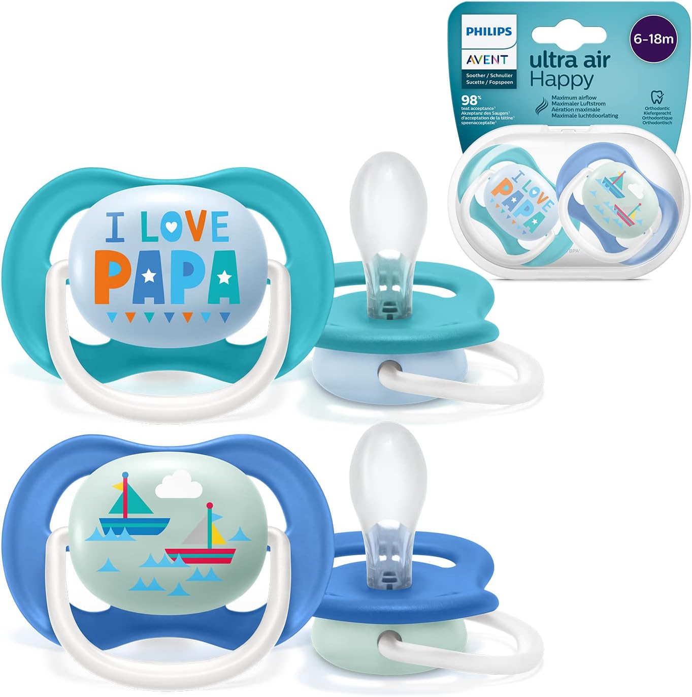 Sucette ultra air Philips Avent, pour 6 à 18 mois, orthodontique et 0% BPA, 2 pièces, SCF080/03
