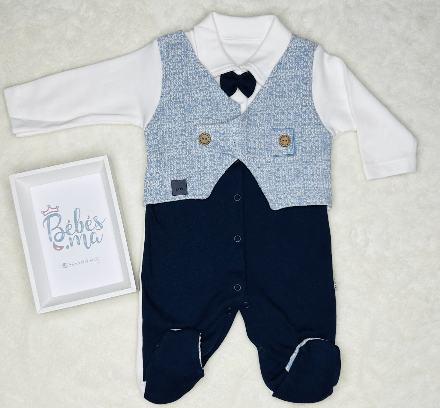 Grenouillère chic pour garçon avec gilet
