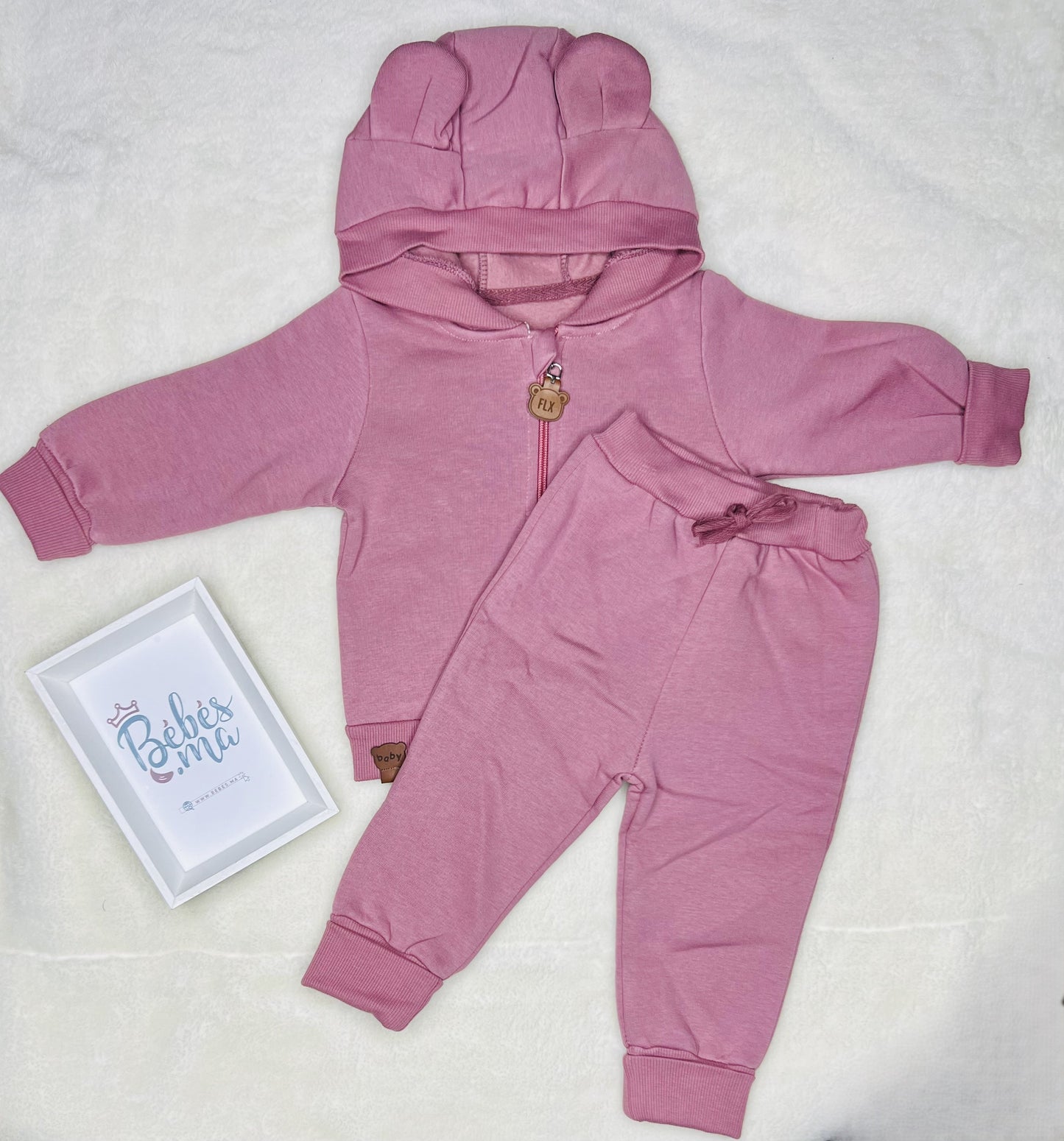 Ensemble Sweatshirt à Capuche à Motif Ours Pour Bébé - 2 Pièces