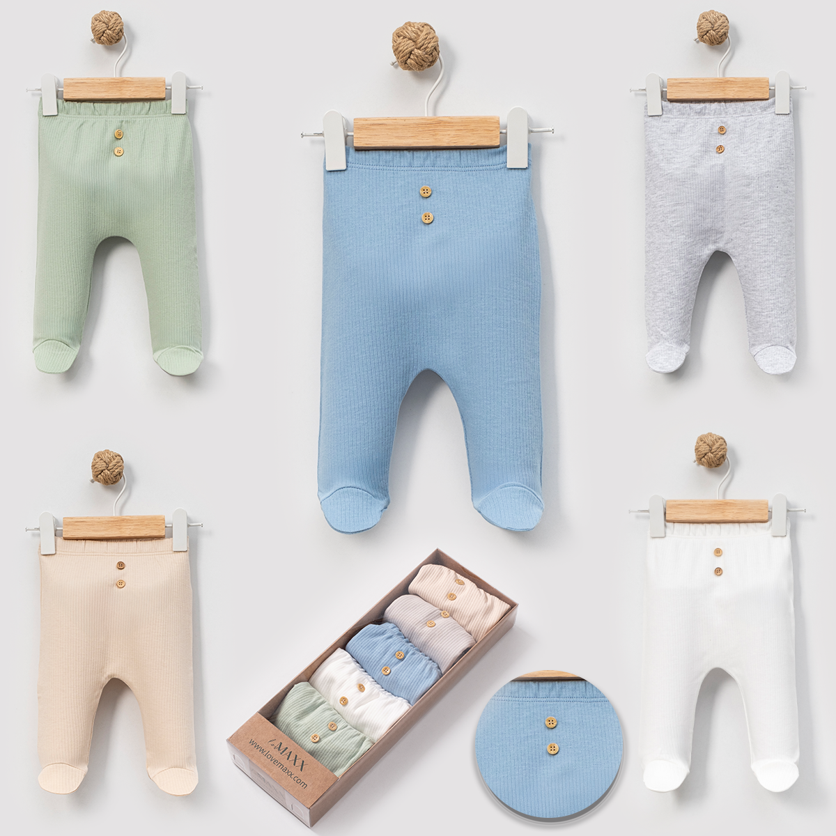 PACK DE 5 - PANTALONS - BÉBÉ GARÇON - 100% COTTON
