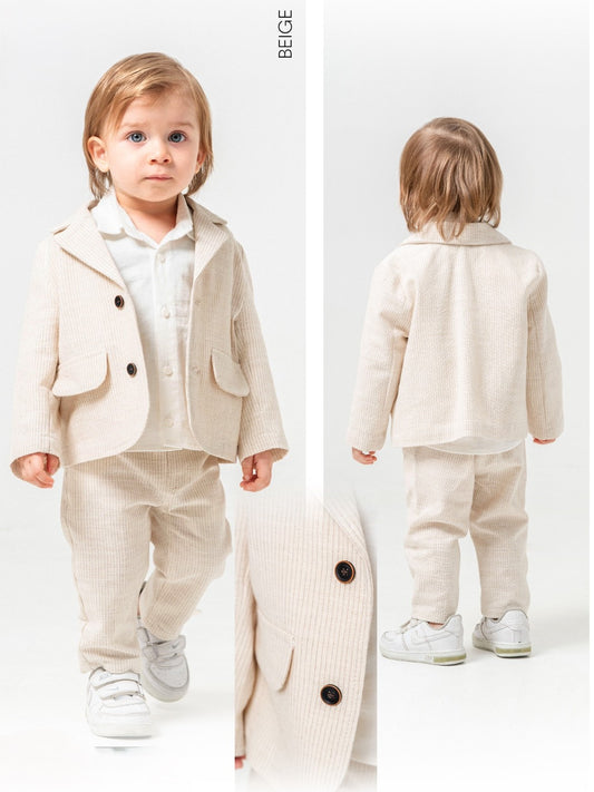 Costume beige raffiné - العيد