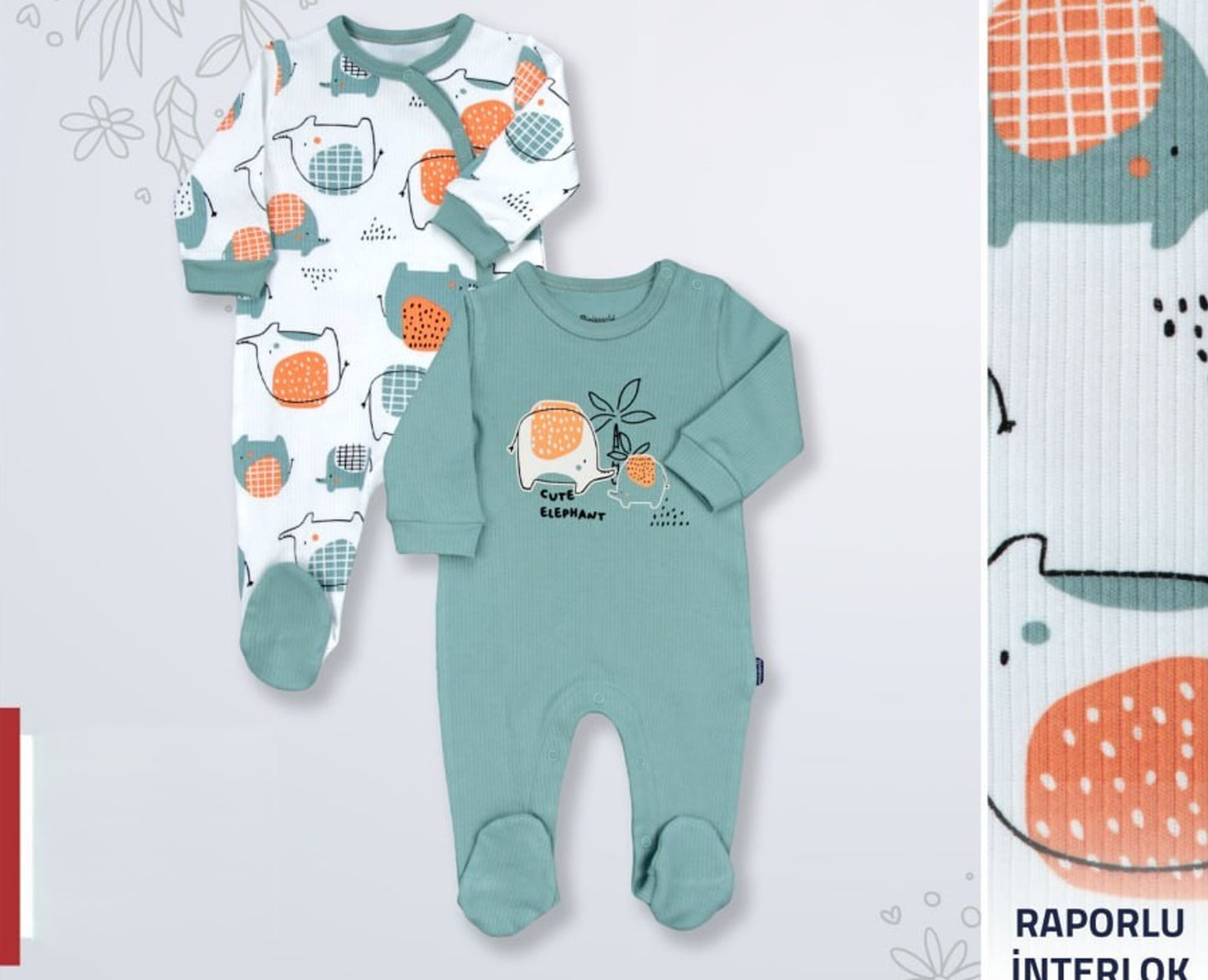 Lot de 2 Grenouillères en Coton