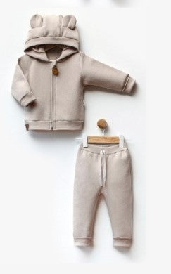 Ensemble Sweatshirt à Capuche à Motif Ours Pour Bébé - 2 Pièces