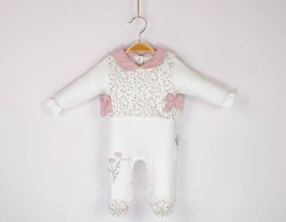 Grenouillère chic pour fille avec imprimé fleuri et col élégant