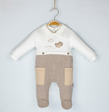 Grenouillère chic pour garçon avec broderie d'avion