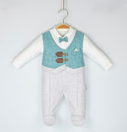 Grenouillère chic pour garçon avec gilet