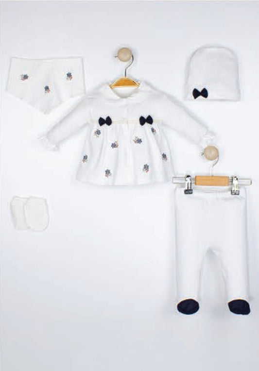 Ensemble de naissance de 5 pièces pour fille brodé - pack de naissance