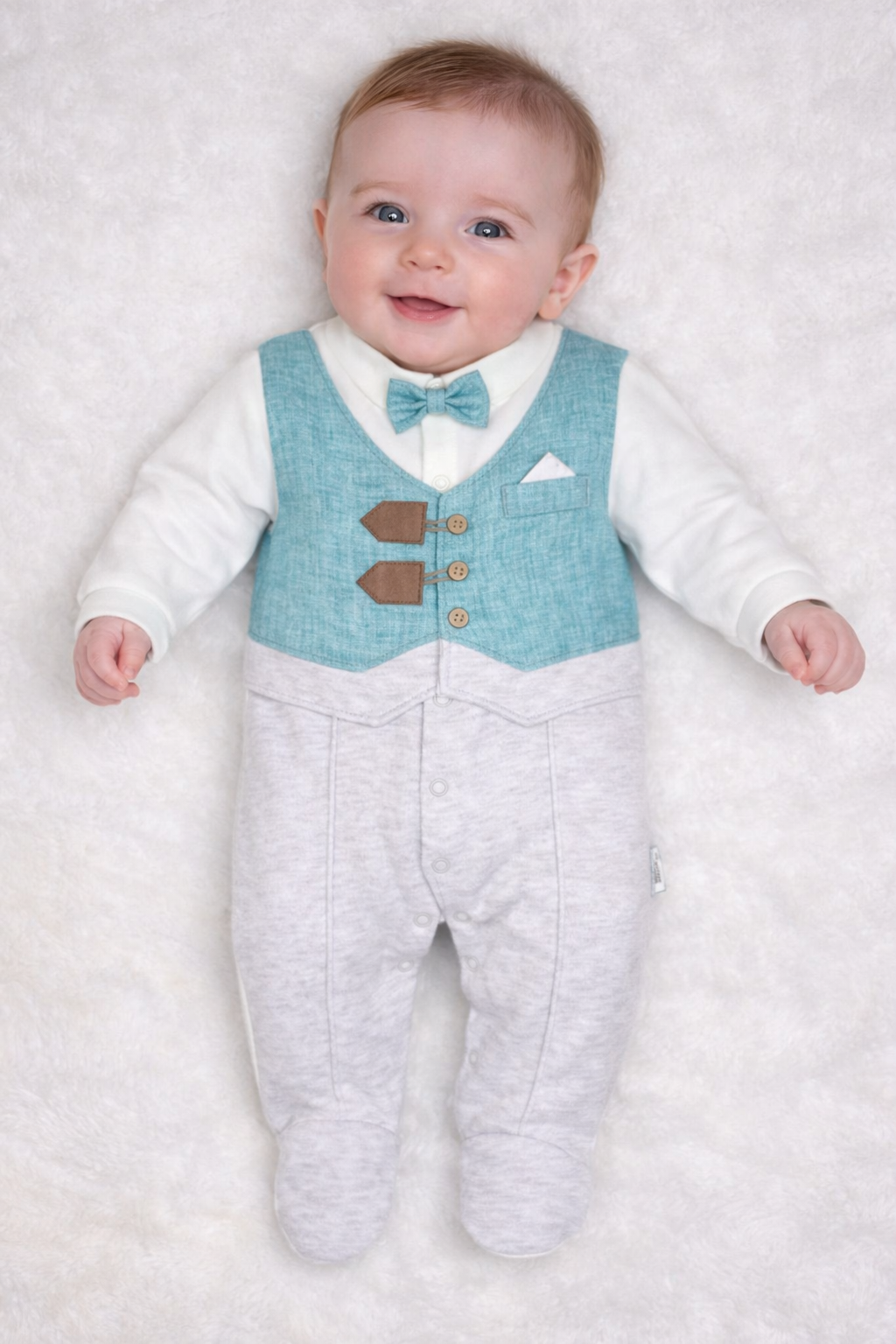 Grenouillère chic pour garçon avec gilet