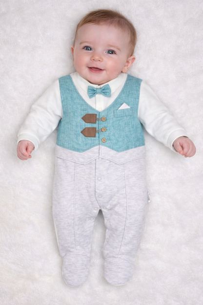 Grenouillère chic pour garçon avec gilet