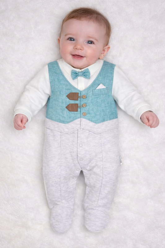 Grenouillère chic pour garçon avec gilet