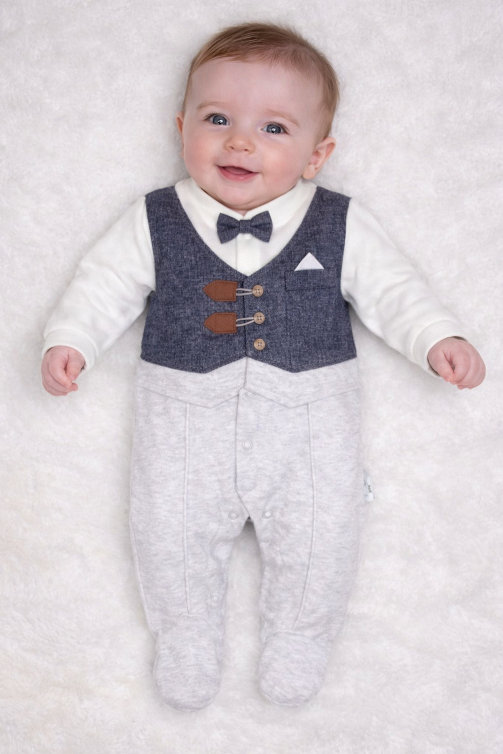Grenouillère chic pour garçon avec gilet