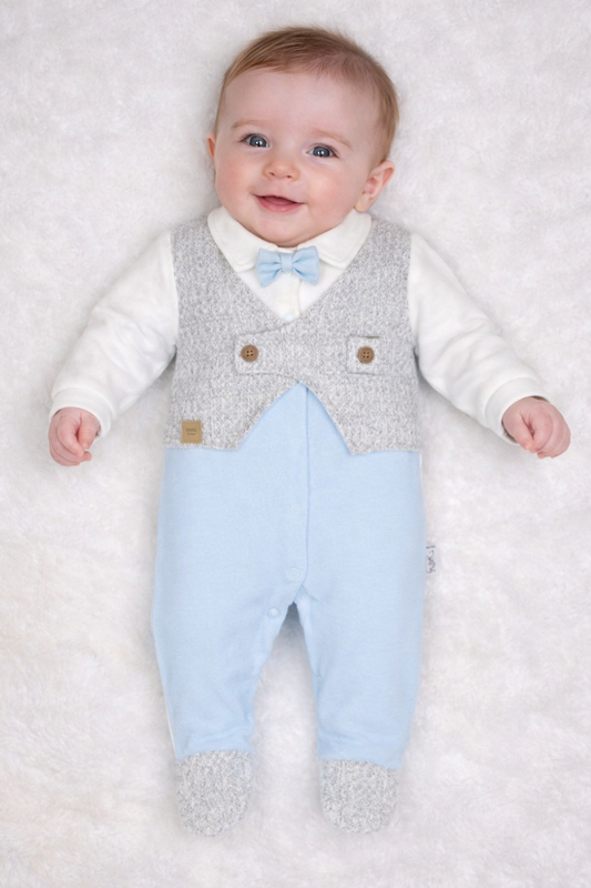 Grenouillère chic pour garçon avec gilet