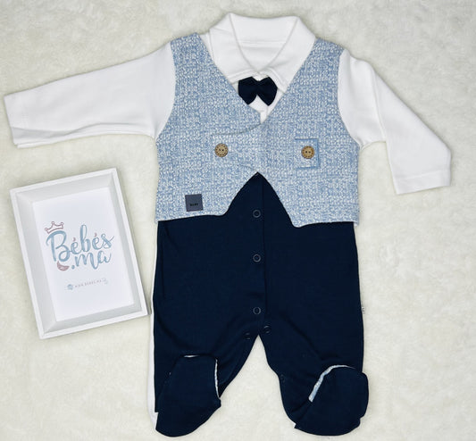 Grenouillère chic pour garçon avec gilet