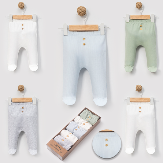 PACK DE 5 - PANTALONS - BÉBÉ UNISEXE- 100% COTTON