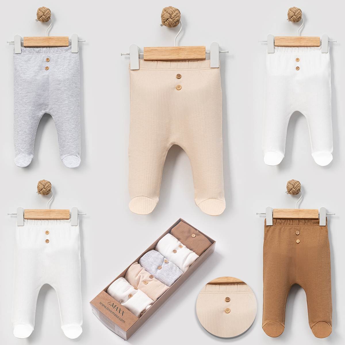 PACK DE 5 - PANTALONS - BÉBÉ GARÇON - 100% COTTON