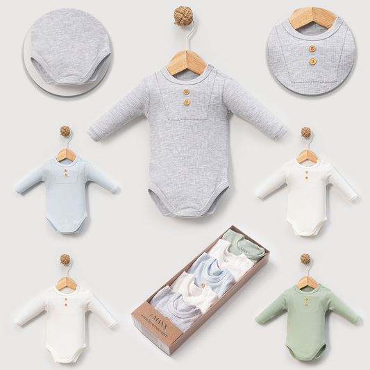 PACK DE 5 - BODY À MANCHES LONGUES - UNISEX - 100% COTTON