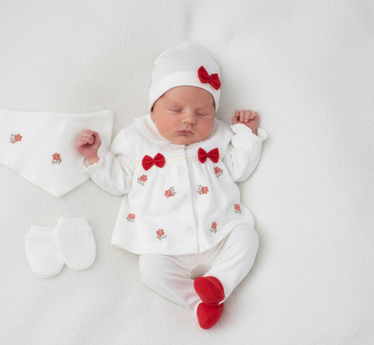 Ensemble de naissance de 5 pièces pour fille brodé - pack de naissance
