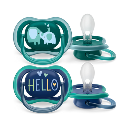 Philips Avent Sucette ultra air - 2 sucettes légères et aérées pour bébés âgés de 18 mois et plus, sans BPA, avec étui de transport stérilisateur (modèle SCF349/22)