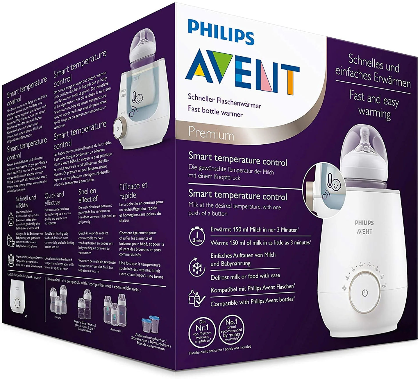 Philips Avent Premium - Chauffe-biberon rapide, avec contrôle intelligent de la température