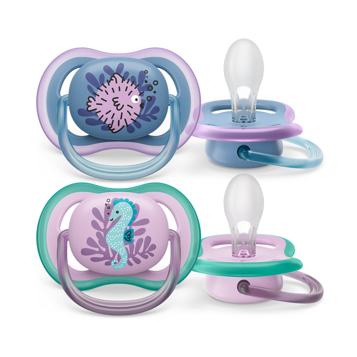 Philips Avent Sucette Ultra Air - 2 sucettes bébé légères et aérées pour bébés âgés de 6 à 18 mois, sans BPA et avec étui de transport stérilisateur (modèle SCF085/61)