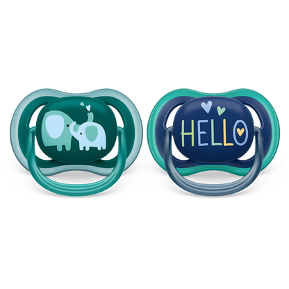 Philips Avent Sucette ultra air - 2 sucettes légères et aérées pour bébés âgés de 18 mois et plus, sans BPA, avec étui de transport stérilisateur (modèle SCF349/22)
